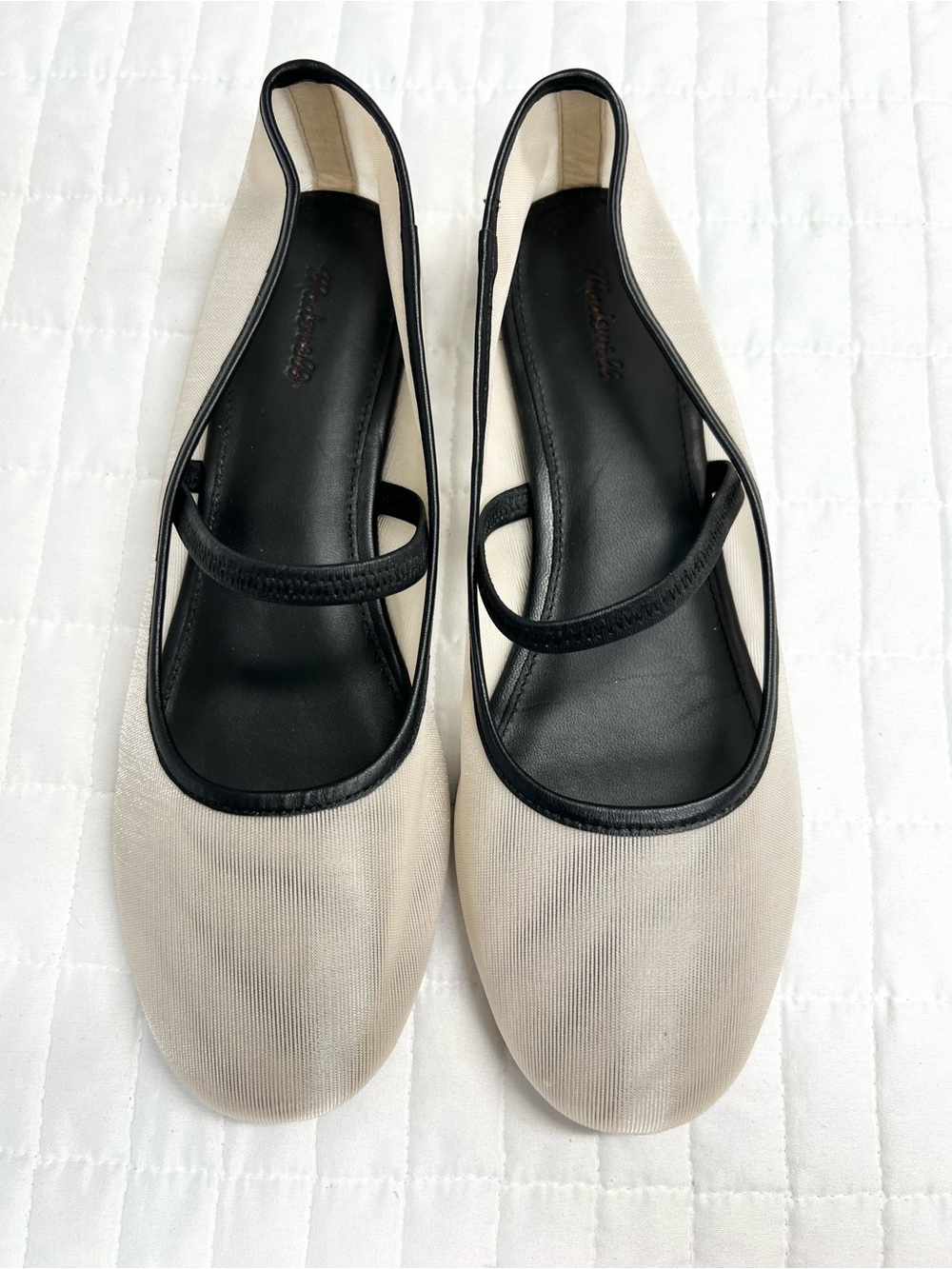 Madewell The Greta Ballet Flat in Ecru and Black Mesh Size 9.5 - Picture 10 of 12